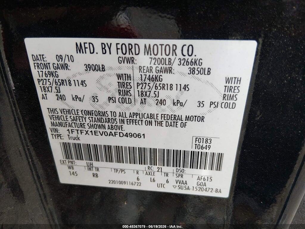1FTFX1EV0AFD49061 2010 FORD F-150 photo no. 9