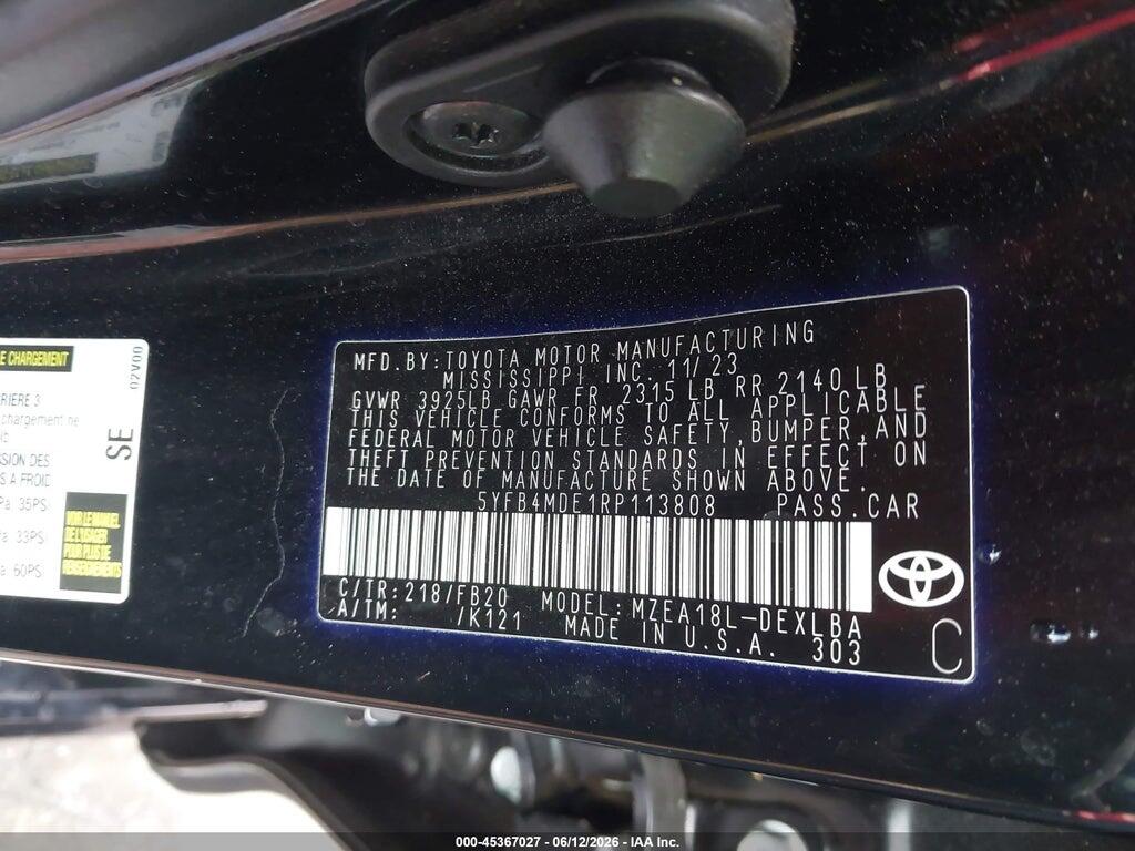 5YFB4MDE1RP113808 2024 TOYOTA COROLLA photo no. 9