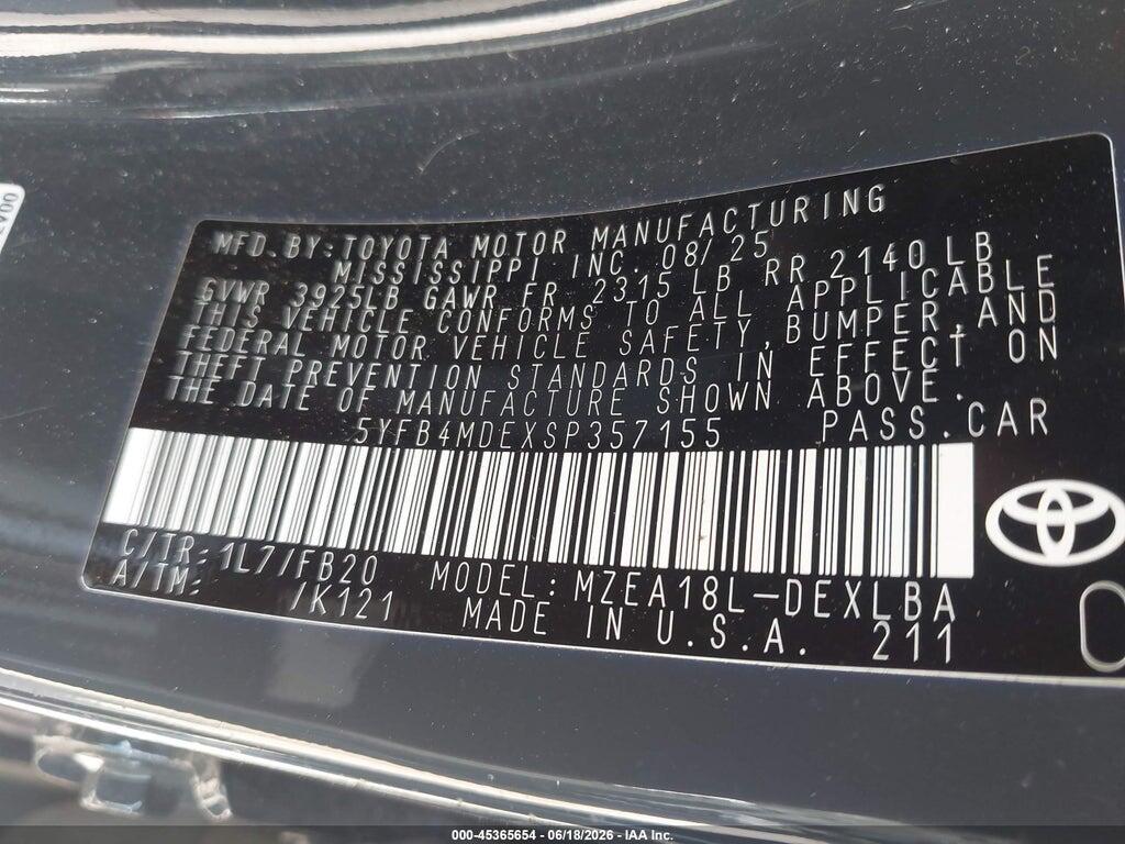 5YFB4MDEXSP357155 2025 TOYOTA COROLLA photo no. 9