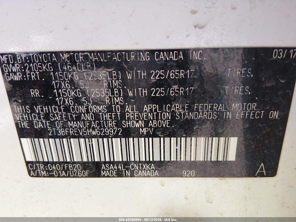 2T3BFREV5HW629972 2017 TOYOTA RAV4 photo no. 9