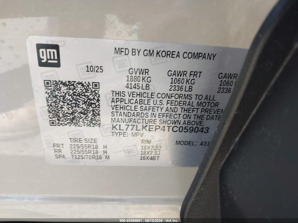 KL77LKEP4TC059043 2026 CHEVROLET TRAX photo no. 9