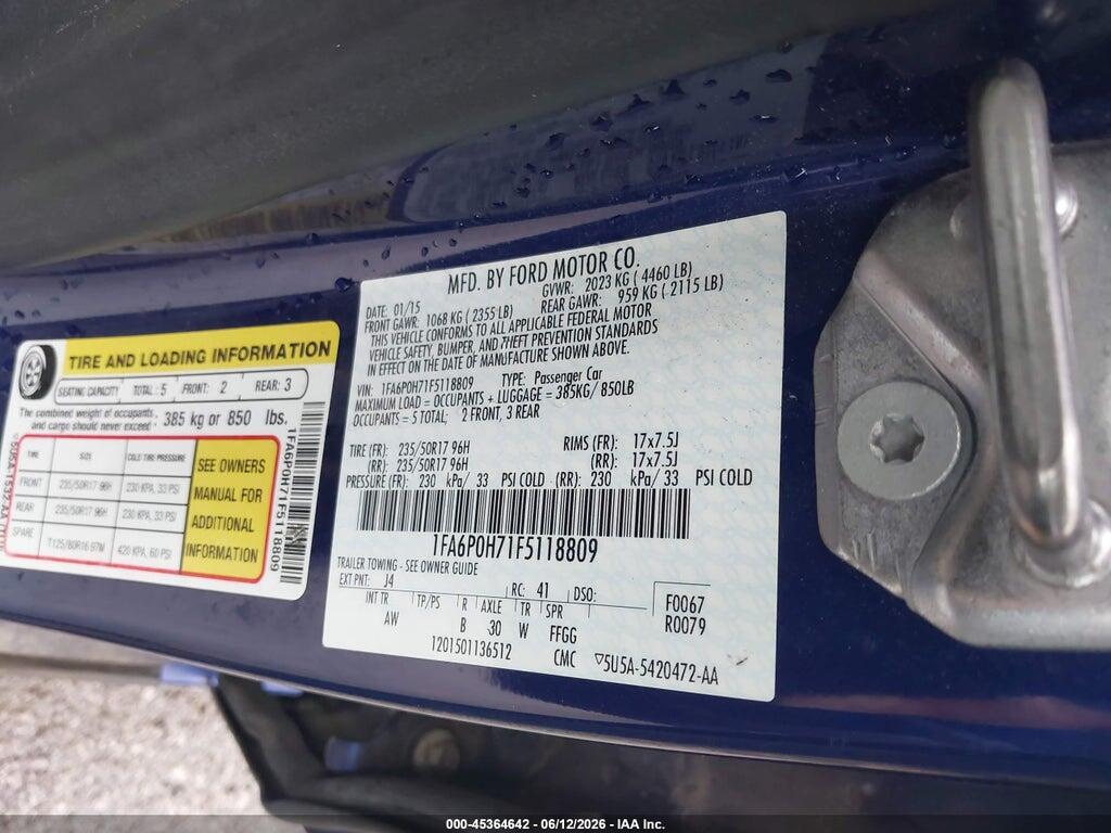 1FA6P0H71F5118809 2015 FORD FUSION photo no. 9