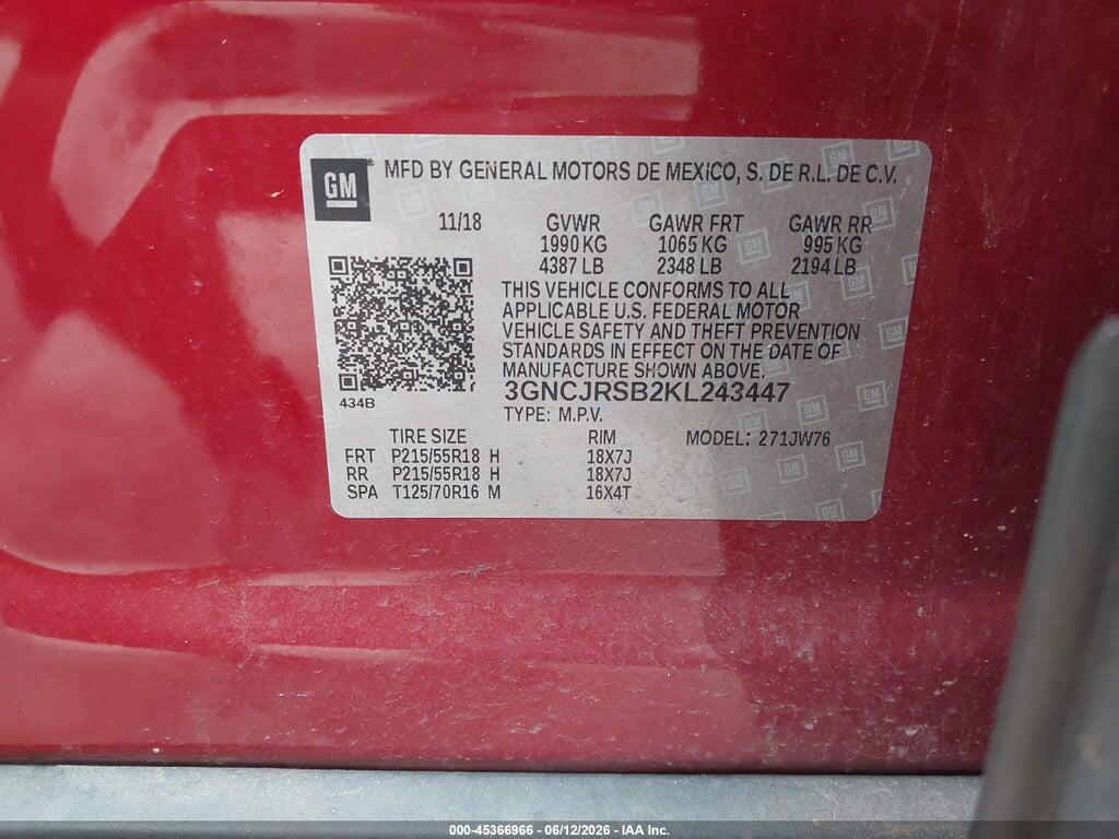 3GNCJRSB2KL243447 2019 CHEVROLET TRAX photo no. 9