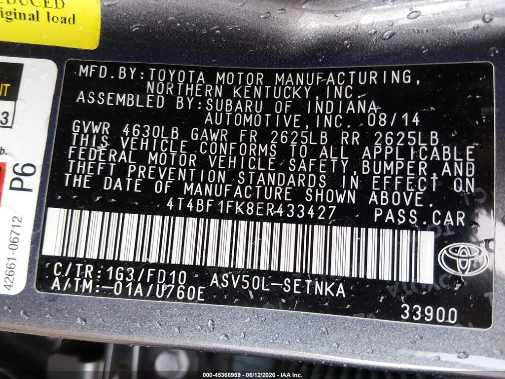 4T4BF1FK8ER433427 2014 TOYOTA CAMRY photo no. 9
