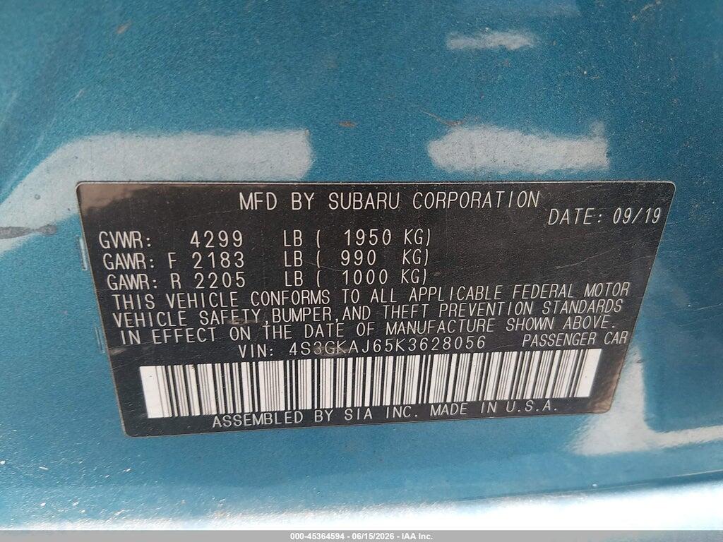 4S3GKAJ65K3628056 2019 SUBARU IMPREZA photo no. 9