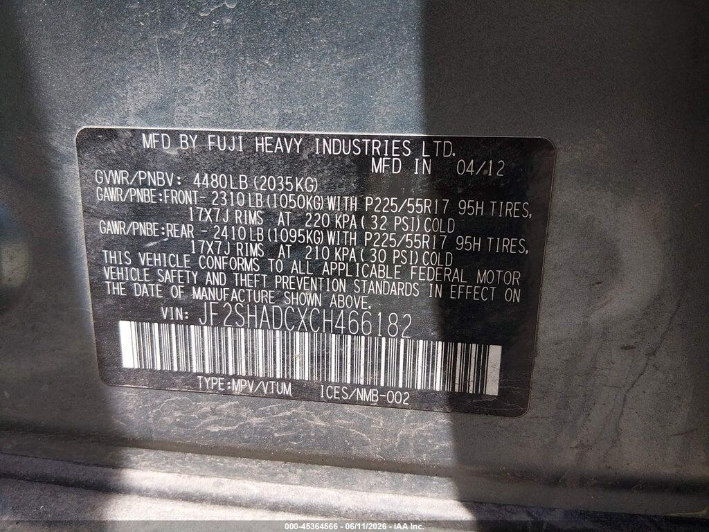 JF2SHADCXCH466182 2012 SUBARU FORESTER photo no. 9