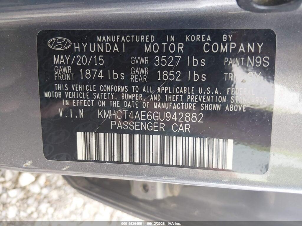 KMHCT4AE6GU942882 2016 HYUNDAI ACCENT photo no. 9