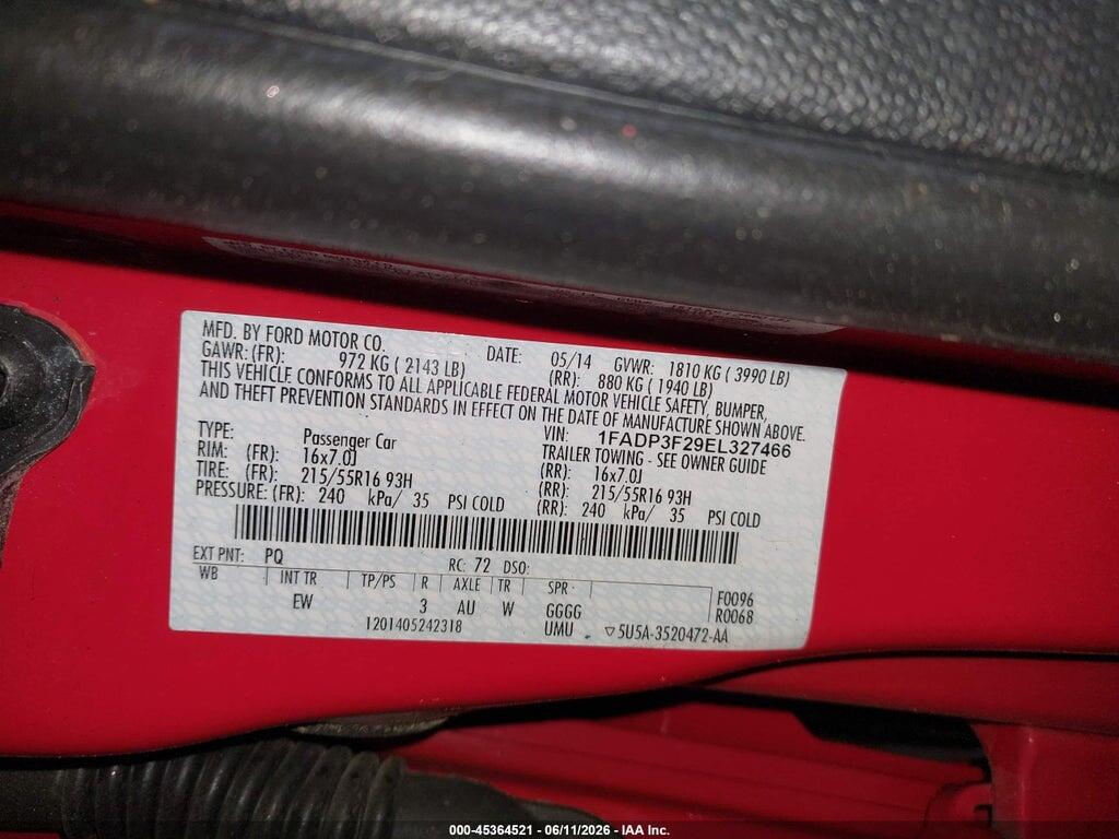1FADP3F29EL327466 2014 FORD FOCUS photo no. 9
