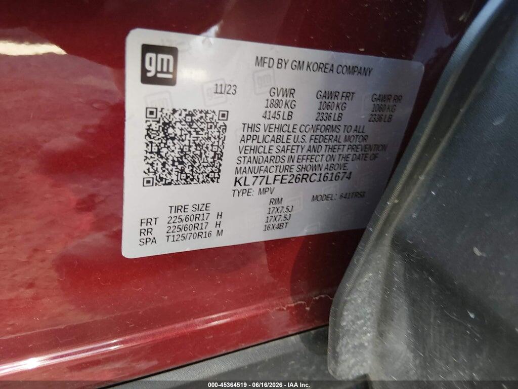 KL77LFE26RC161674 2024 CHEVROLET TRAX photo no. 9