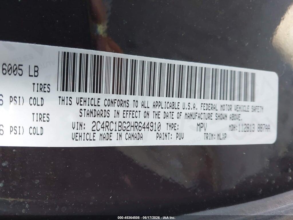 2C4RC1BG2HR644910 2017 CHRYSLER PACIFICA photo no. 9