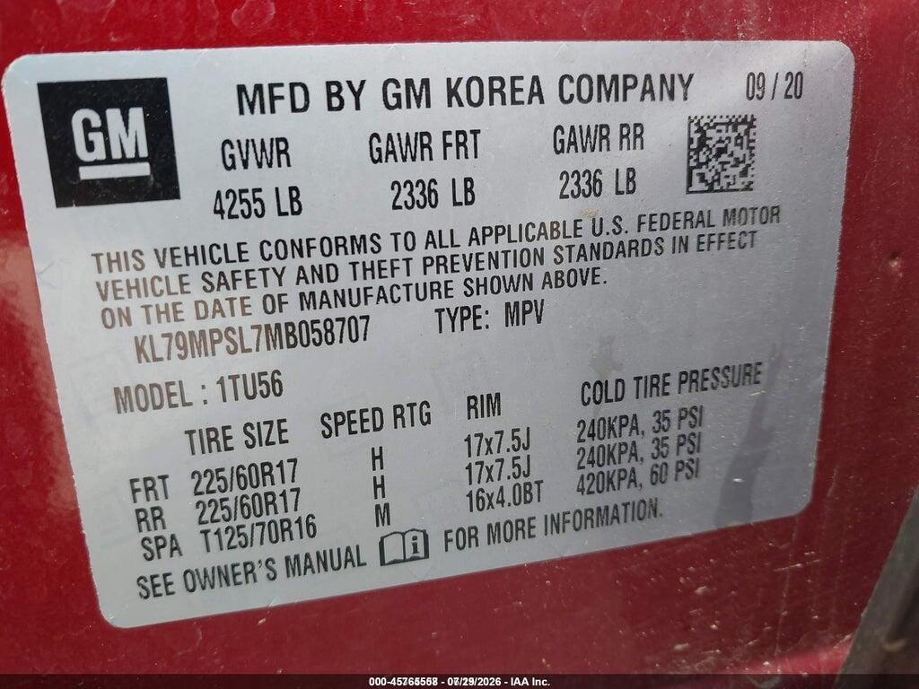 KL79MPSL7MB058707 2021 CHEVROLET TRAILBLAZER photo no. 9