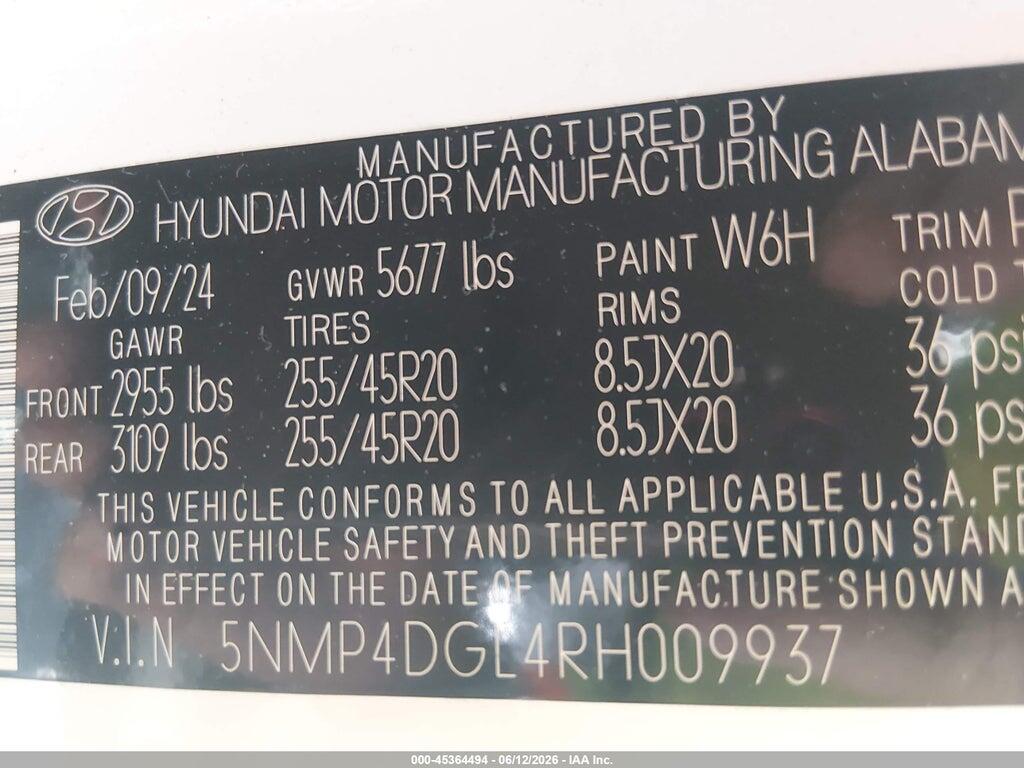 5NMP4DGL4RH009937 2024 HYUNDAI SANTA FE photo no. 9