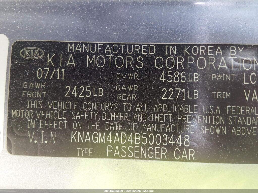 KNAGM4AD4B5003448 2011 KIA OPTIMA HYBRID photo no. 9