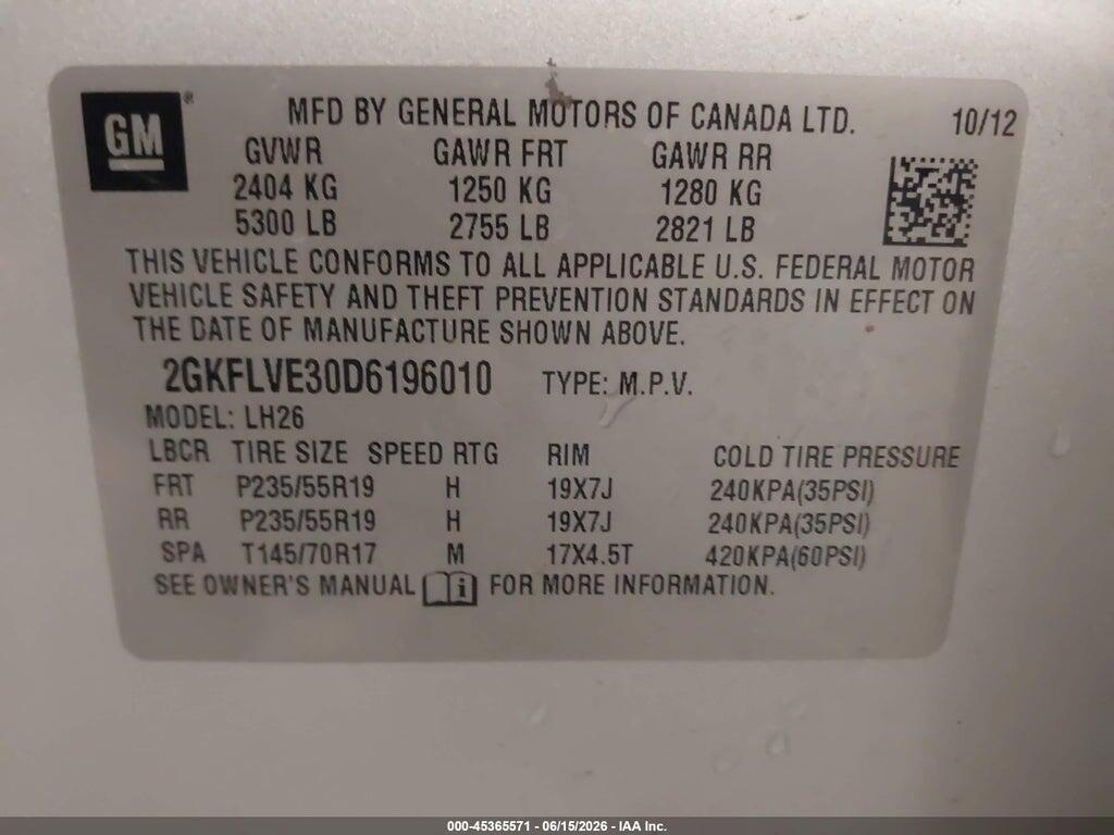 2GKFLVE30D6196010 2013 GMC TERRAIN photo no. 9