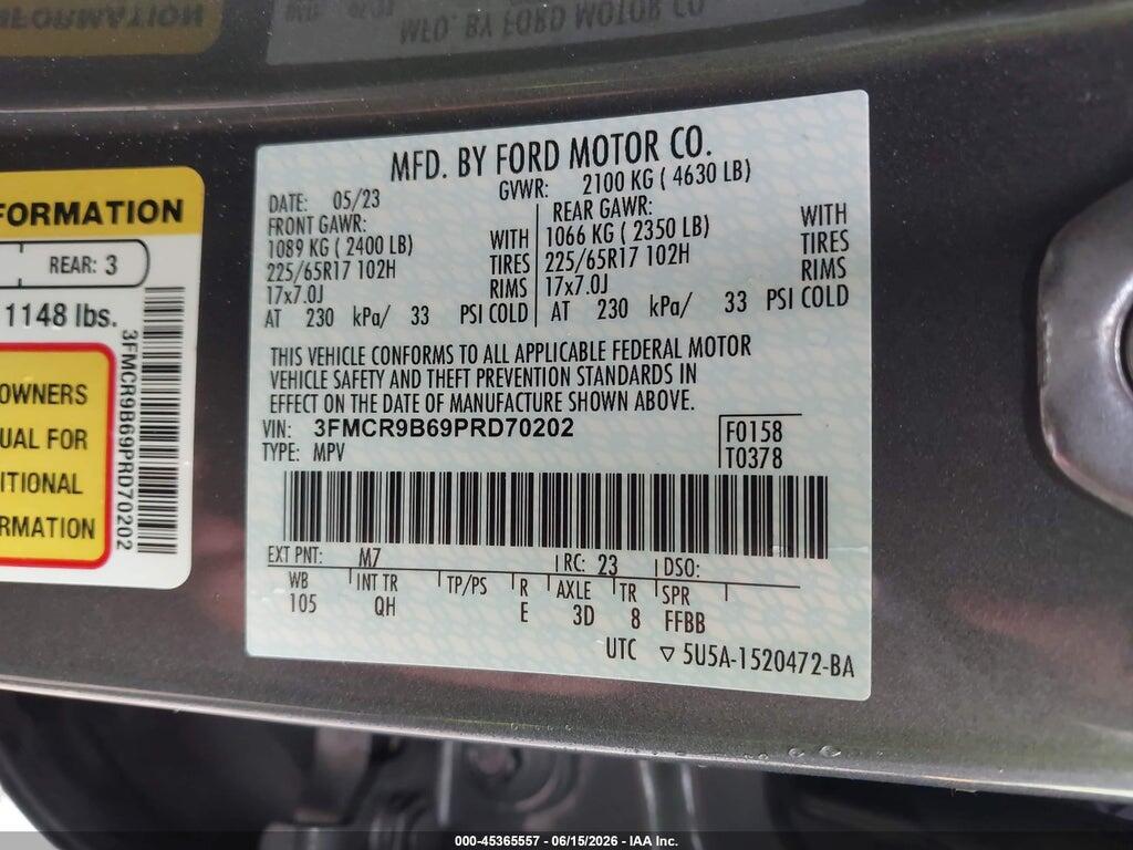3FMCR9B69PRD70202 2023 FORD BRONCO SPORT photo no. 9