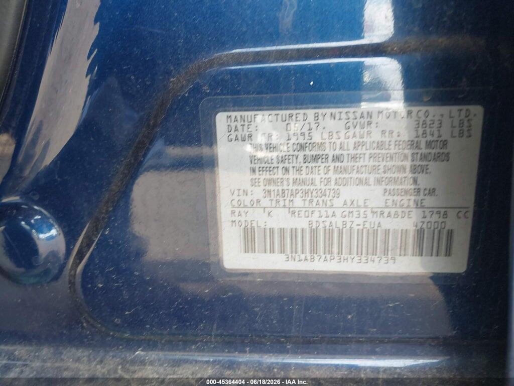 3N1AB7AP3HY334739 2017 NISSAN SENTRA photo no. 9