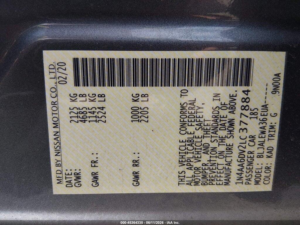 1N4AA6DV2LC377884 2020 NISSAN MAXIMA photo no. 9