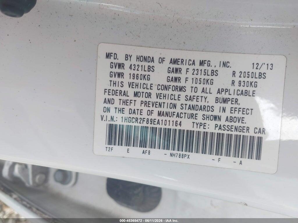 1HGCR2F89EA101164 2014 HONDA ACCORD photo no. 9