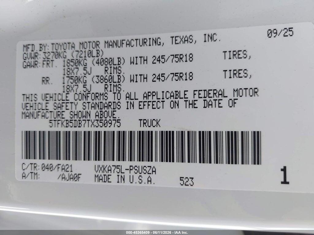 5TFKB5DB7TX350975 2026 TOYOTA TUNDRA photo no. 9