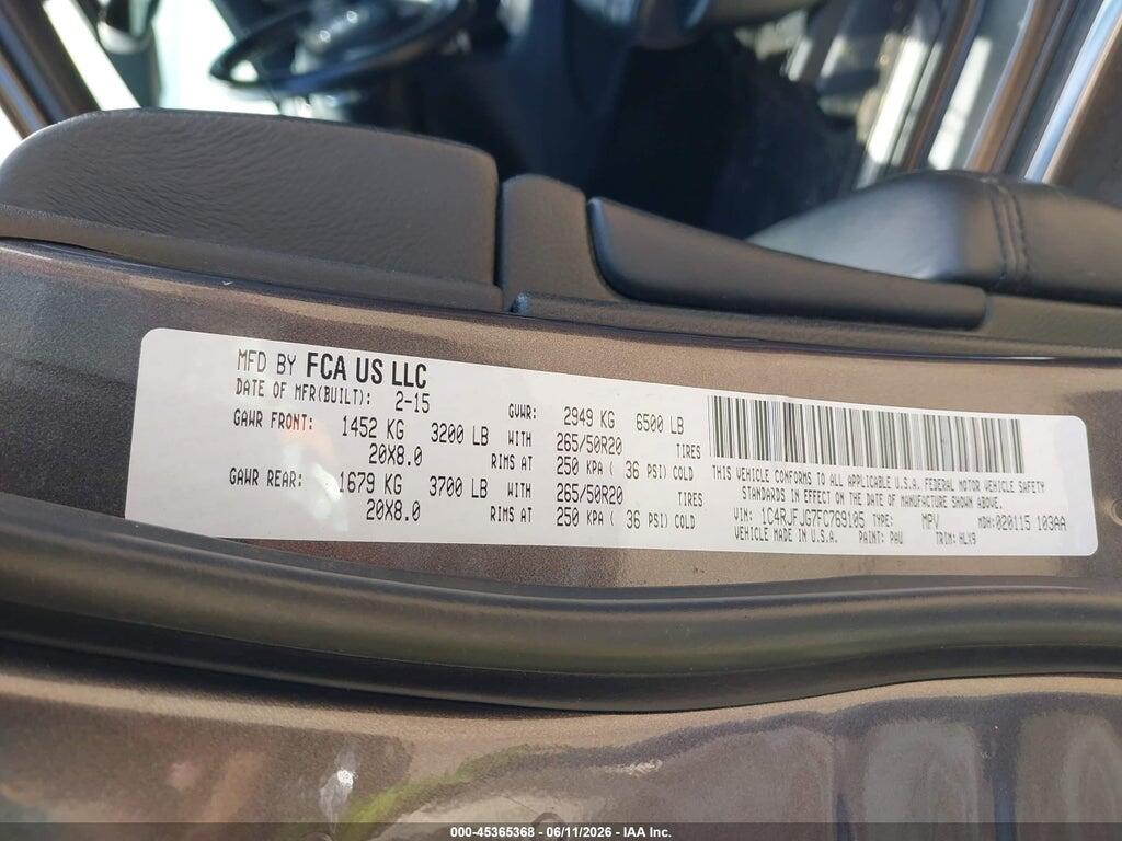 1C4RJFJG7FC769105 2015 JEEP GRAND CHEROKEE photo no. 9