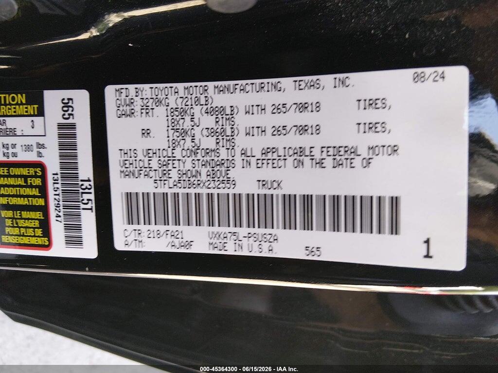 5TFLA5DB6RX232559 2024 TOYOTA TUNDRA photo no. 9