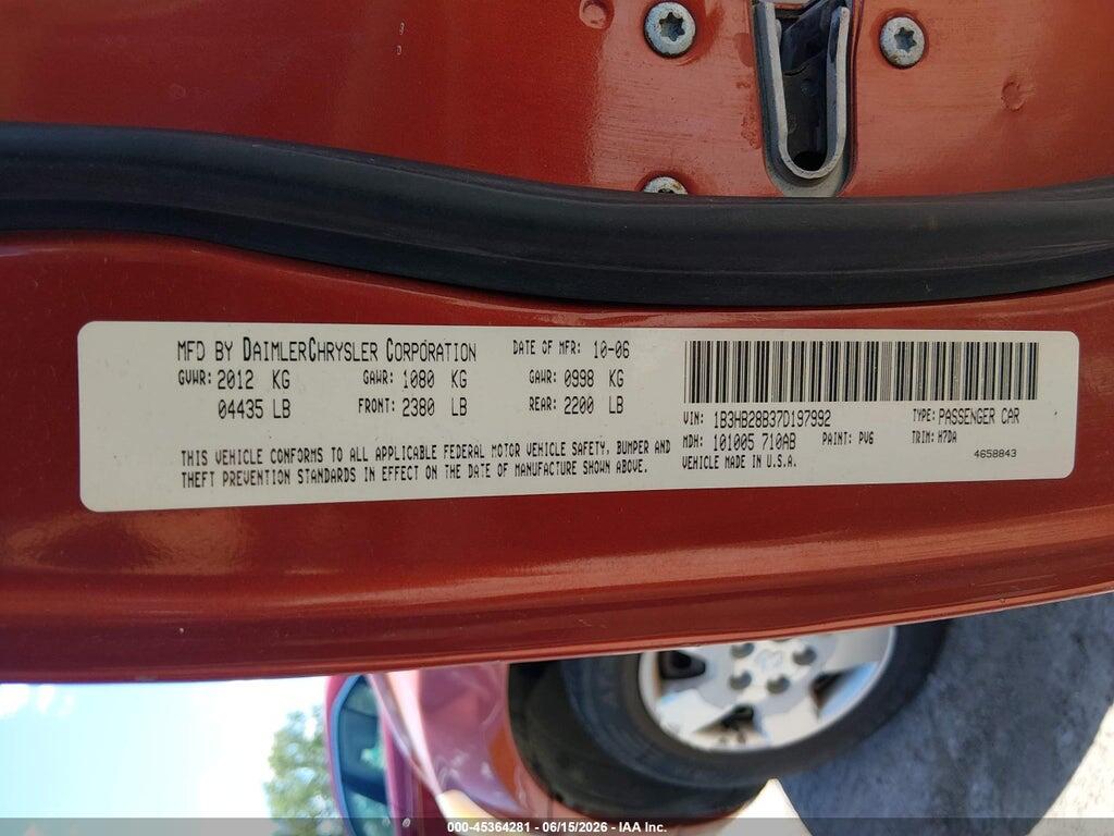 1B3HB28B37D197992 2007 DODGE CALIBER photo no. 9