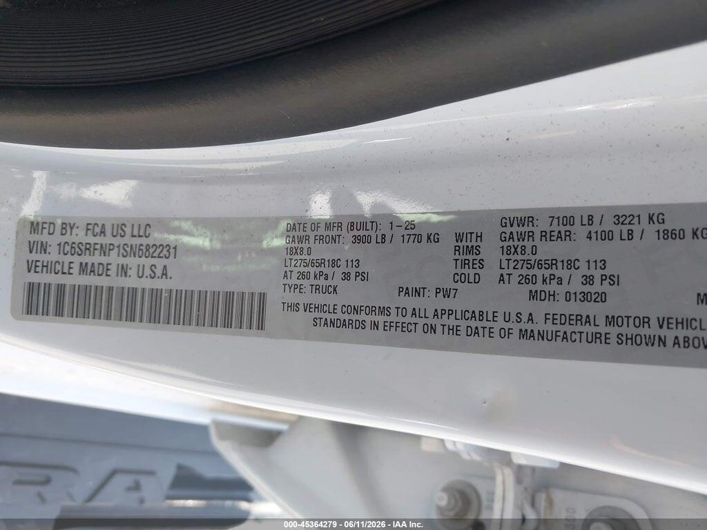 1C6SRFNP1SN682231 2025 RAM 1500 photo no. 9