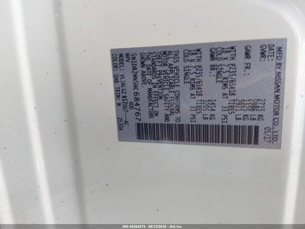 5N1DR2MN5HC684767 2017 NISSAN PATHFINDER photo no. 9