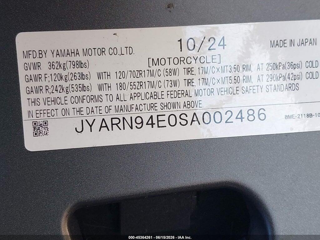 JYARN94E0SA002486 2025 YAMAHA MT09 photo no. 10