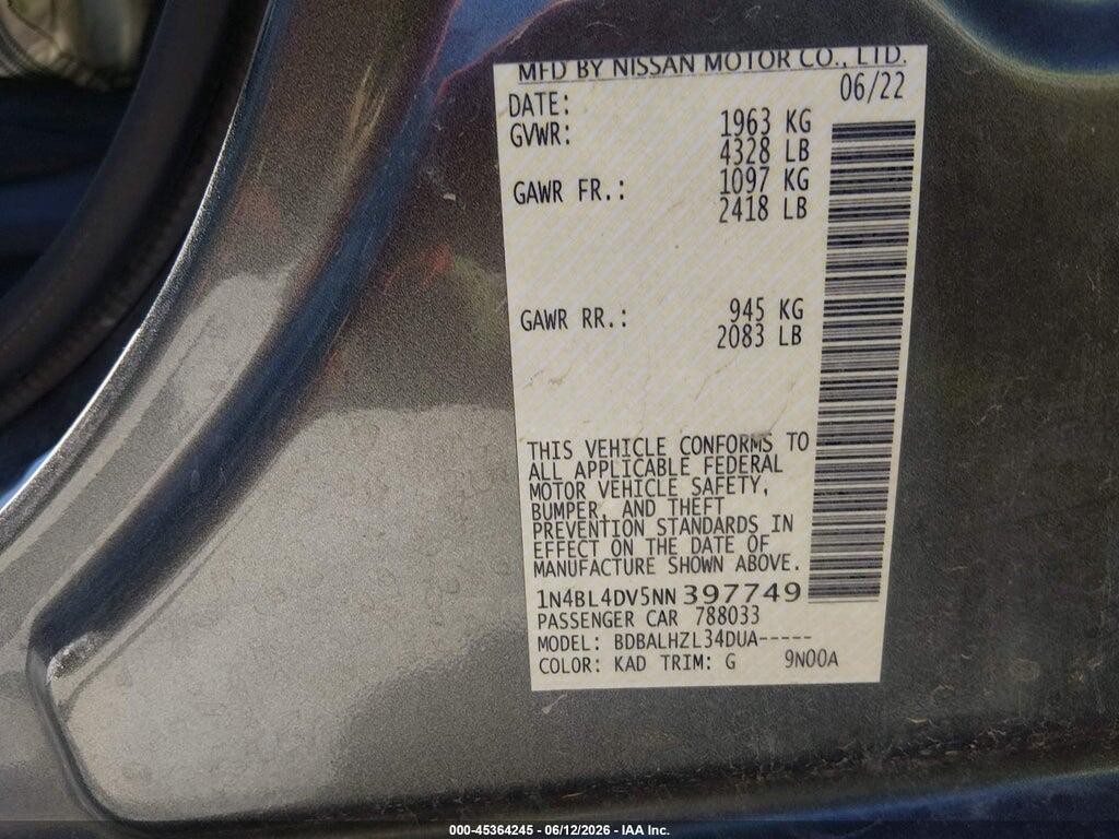 1N4BL4DV5NN397749 2022 NISSAN ALTIMA photo no. 9