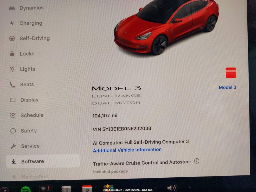 5YJ3E1EB0NF232038 2022 TESLA MODEL 3 photo no. 7