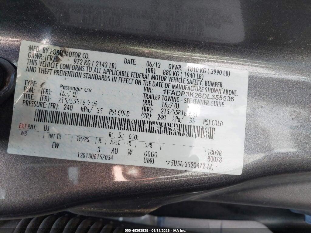 1FADP3K26DL355536 2013 FORD FOCUS photo no. 9