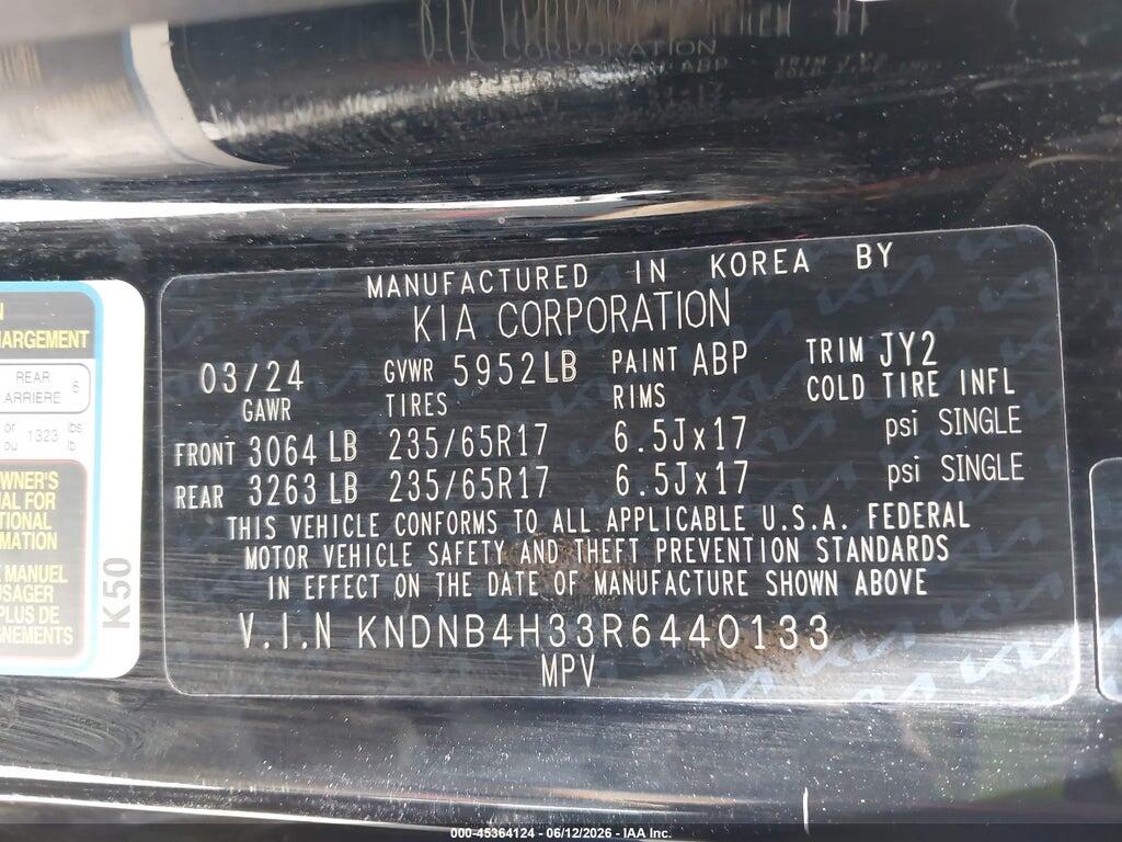 KNDNB4H33R6440133 2024 KIA CARNIVAL MPV photo no. 9