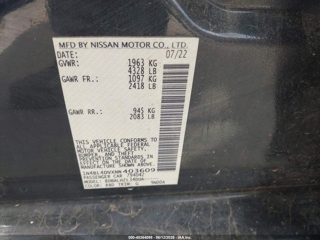 1N4BL4DVXNN403609 2022 NISSAN ALTIMA photo no. 9