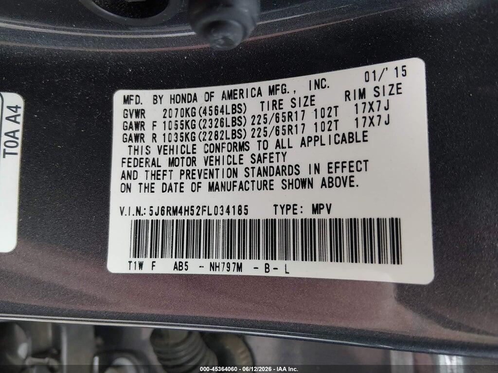 5J6RM4H52FL034185 2015 HONDA CR-V photo no. 9