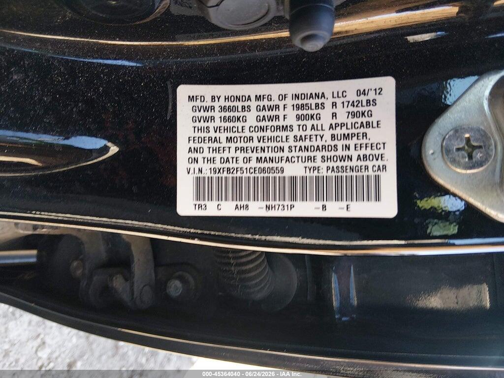 19XFB2F51CE060559 2012 HONDA CIVIC photo no. 9