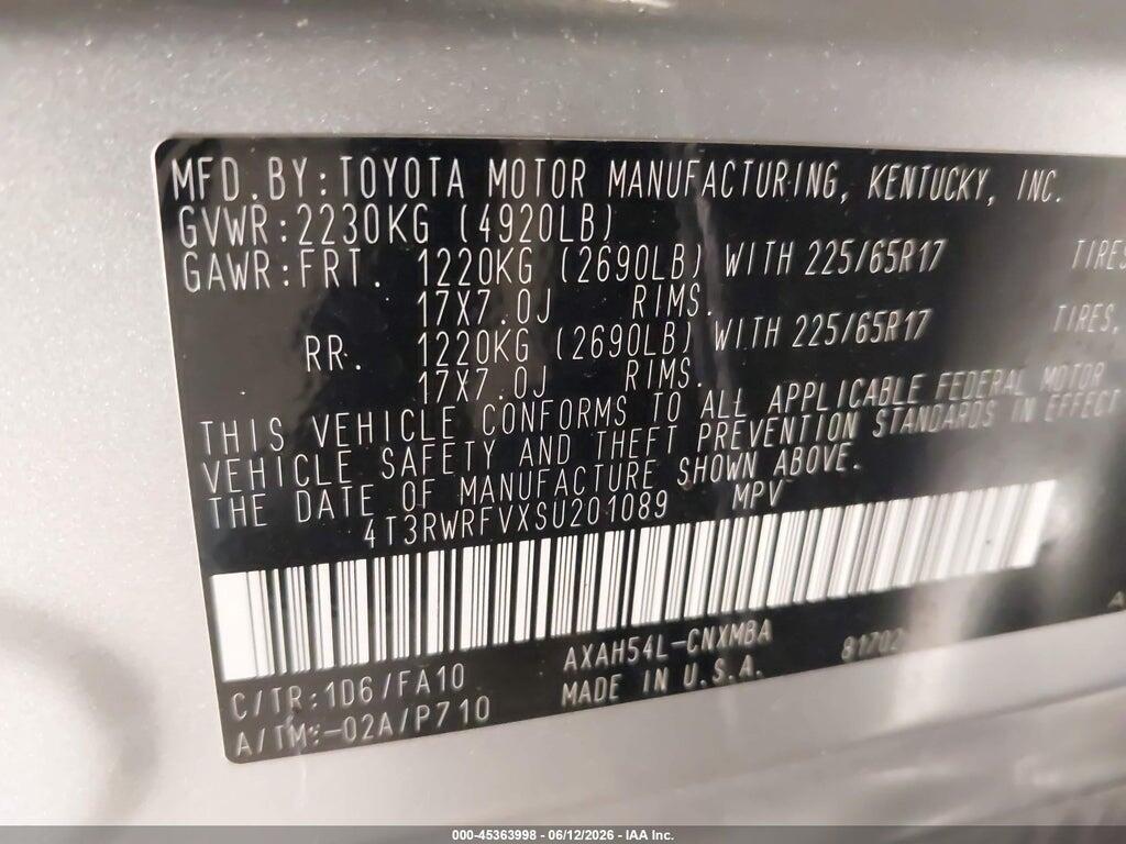 4T3RWRFVXSU201089 2025 TOYOTA RAV4 HYBRID photo no. 9