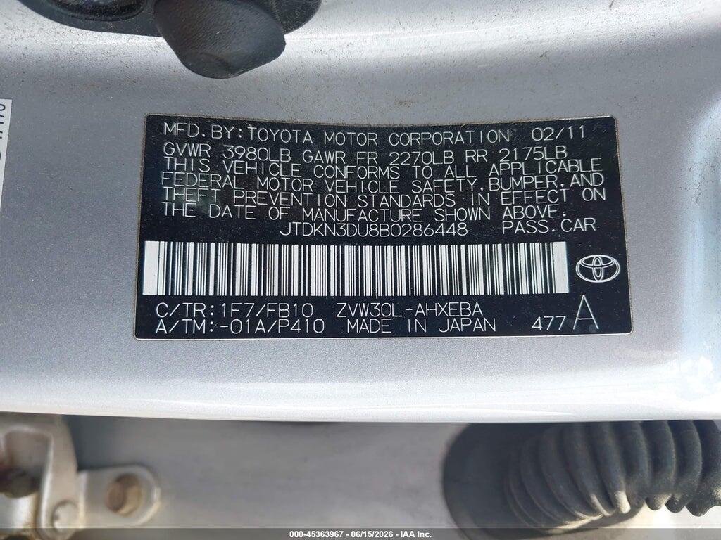 JTDKN3DU8B0286448 2011 TOYOTA PRIUS photo no. 9