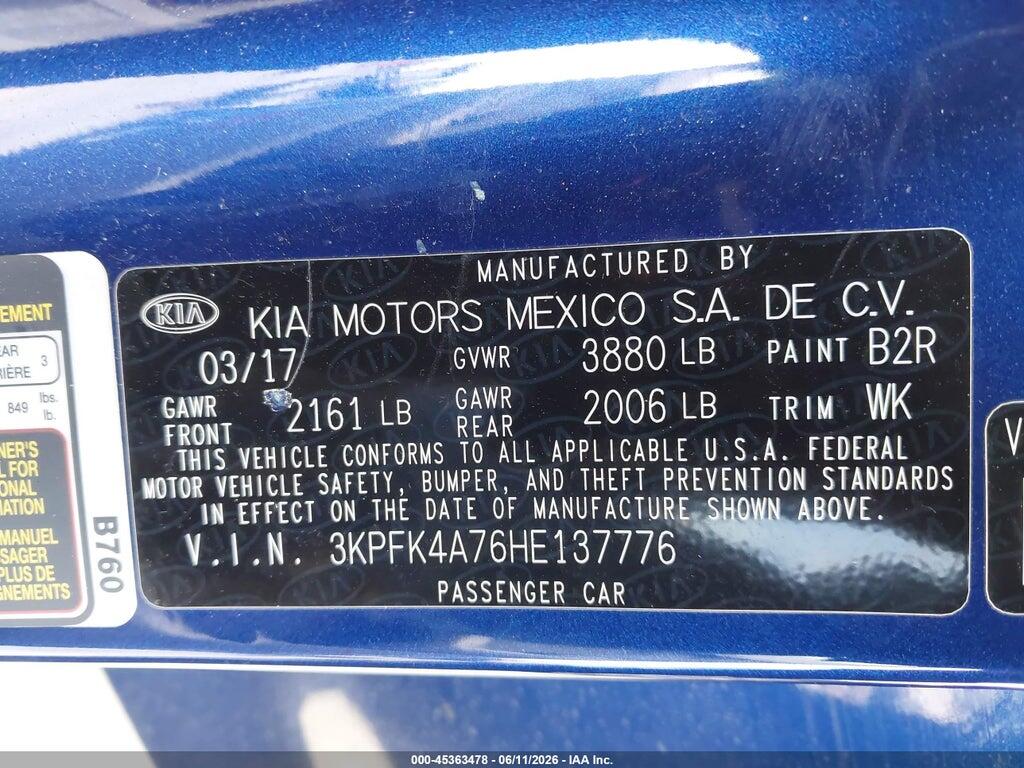 3KPFK4A76HE137776 2017 KIA FORTE photo no. 9