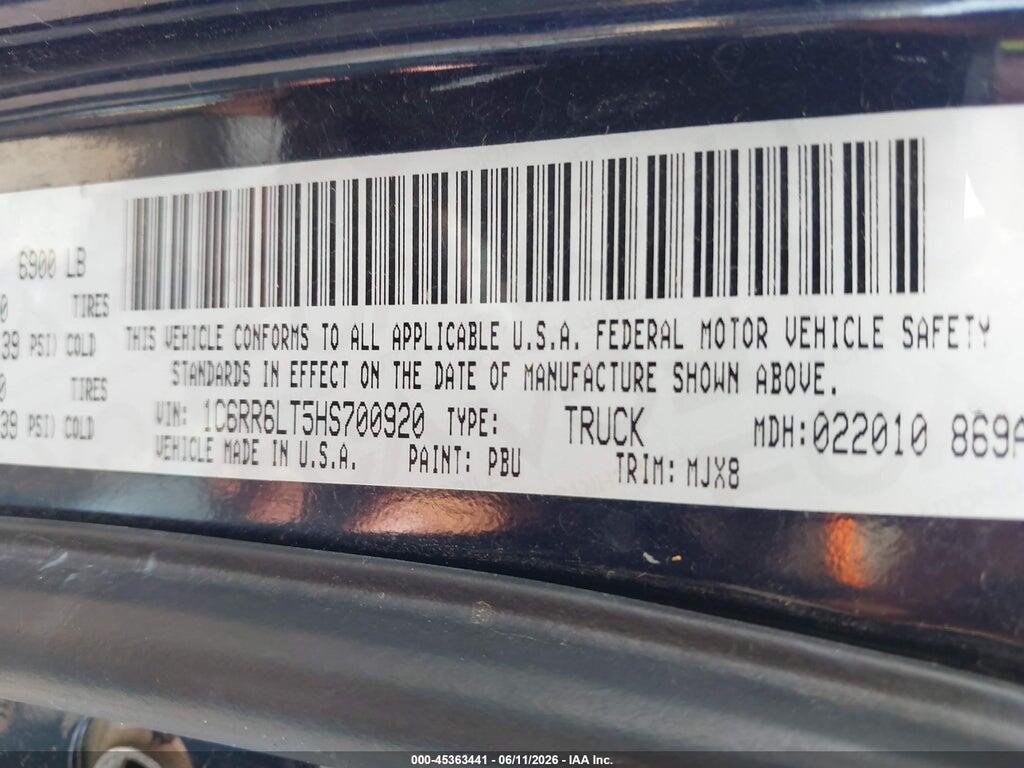 1C6RR6LT5HS700920 2017 RAM 1500 photo no. 9