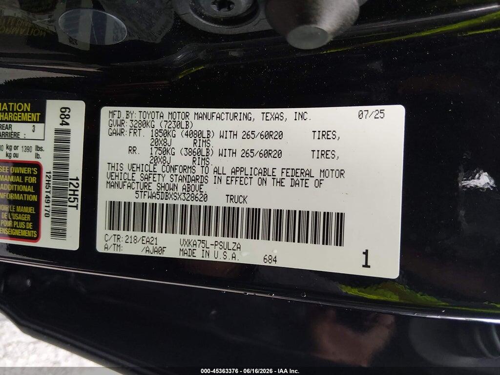 5TFWA5DBXSX328620 2025 TOYOTA TUNDRA photo no. 9