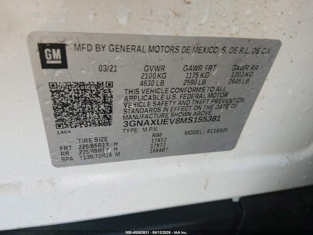 3GNAXUEV8MS155381 2021 CHEVROLET EQUINOX photo no. 9