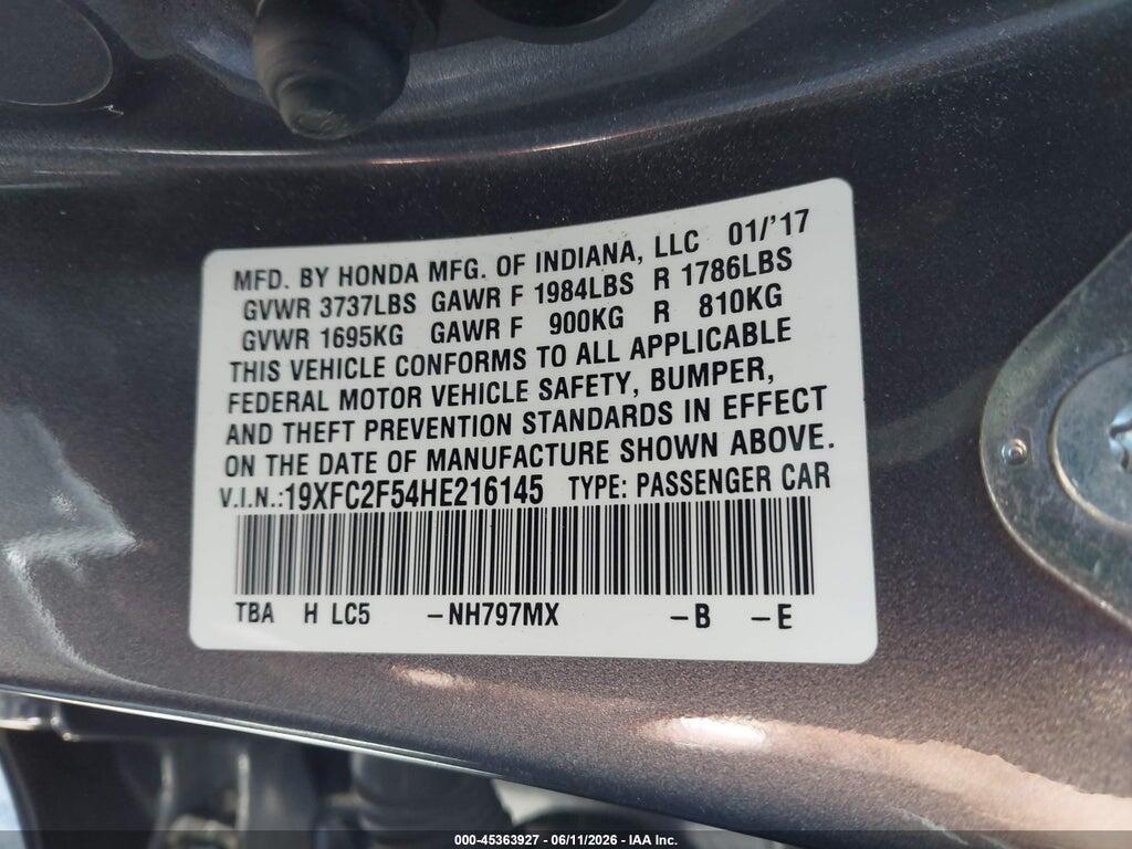 19XFC2F54HE216145 2017 HONDA CIVIC photo no. 9