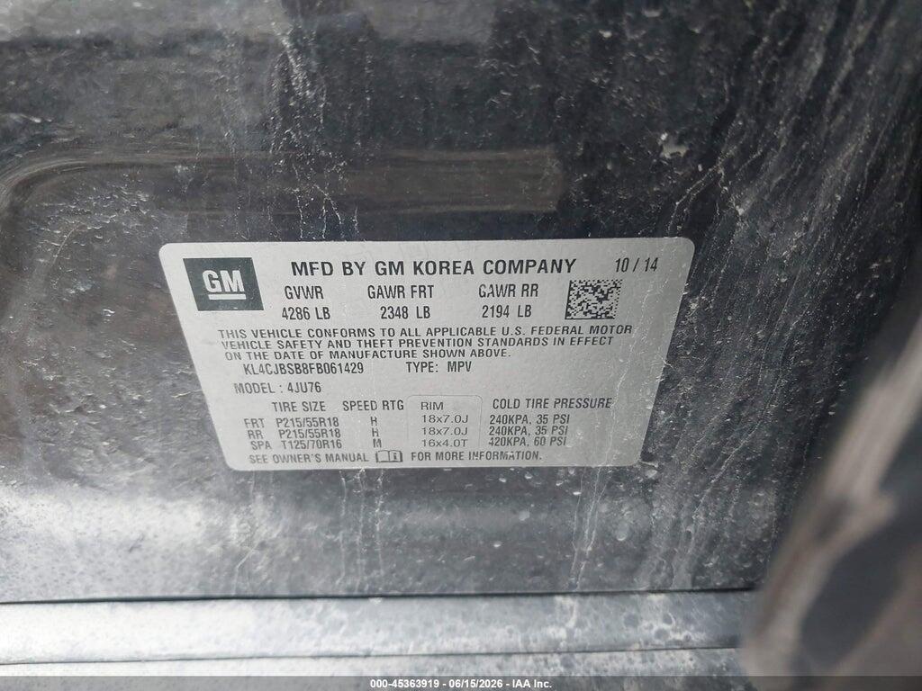 KL4CJBSB8FB061429 2015 BUICK ENCORE photo no. 9