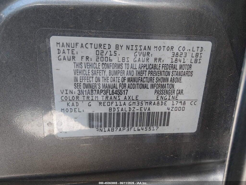3N1AB7AP3FL645517 2015 NISSAN SENTRA photo no. 9