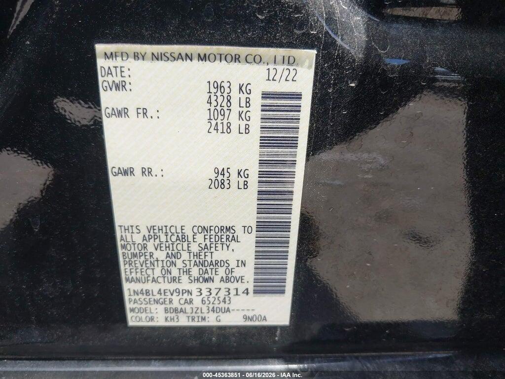 1N4BL4EV9PN337314 2023 NISSAN ALTIMA photo no. 9