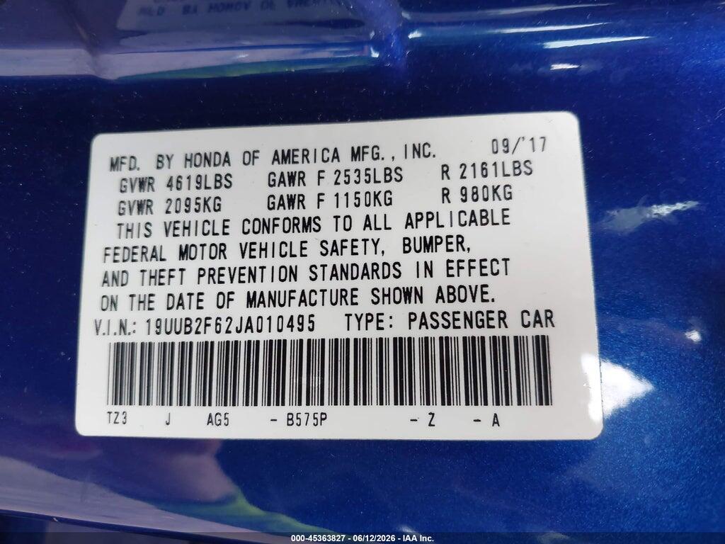 19UUB2F62JA010495 2018 ACURA TLX photo no. 9