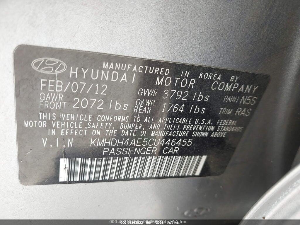 KMHDH4AE5CU446455 2012 HYUNDAI ELANTRA photo no. 9