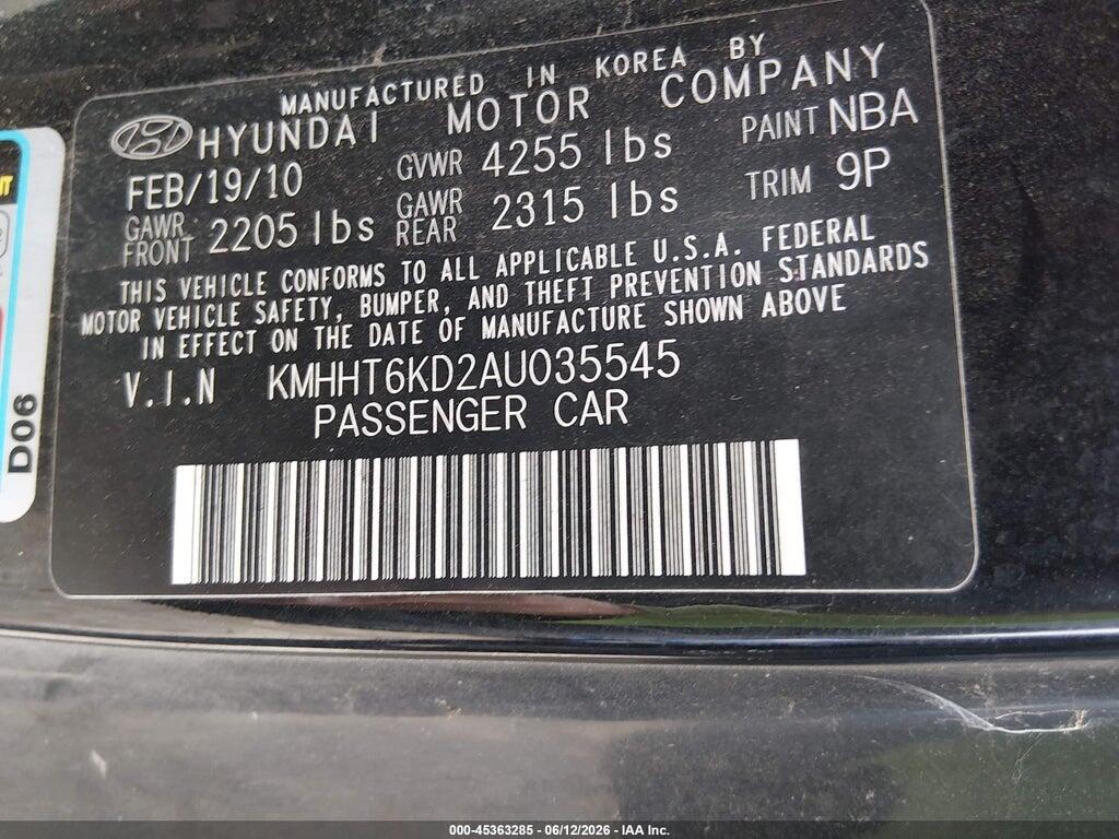 KMHHT6KD2AU035545 2010 HYUNDAI GENESIS photo no. 9