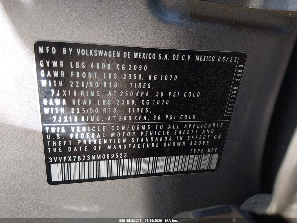 3VVPX7B23NM089523 2022 VOLKSWAGEN TAOS photo no. 9